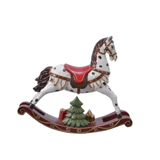 Figurka koń na biegunach 18.5x21.5x5cm biało-czerwony