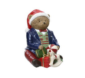 Dekoracja figurka miś z prezentami 16x12x13cm