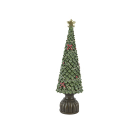 Dekoracja choinka z brokatem 36x12cm zielona