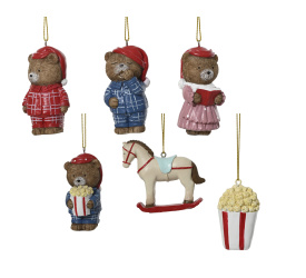 Zawieszka miś/koń/popcorn 7.5cm (1 sztuka mix)