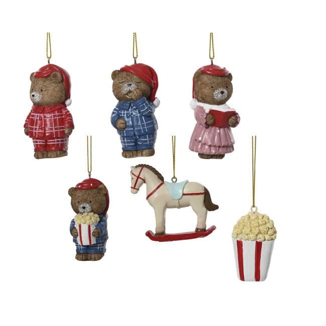 Zawieszka miś/koń/popcorn 7.5cm (1 sztuka mix)