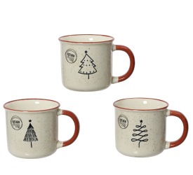 Kubek choinka 300ml kremowo-czerwony (1 sztuka mix)