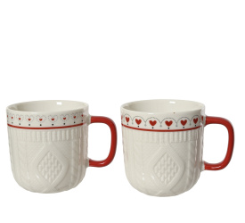 Kubek knitwear 340ml kremowo-czerwony (1 sztuka mix)