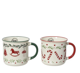 Kubek laski cukrowe /zawieszki 325ml kremowo-czerwony (1 sztuka mix)