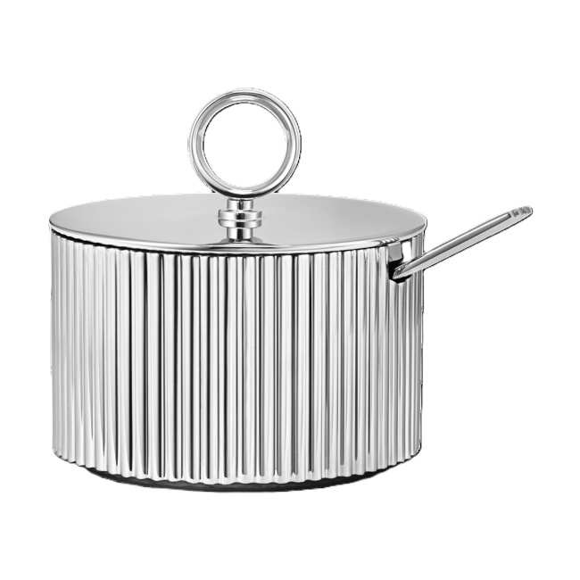 Cukierniczka z łyżeczką Bernadotte stal polerowana