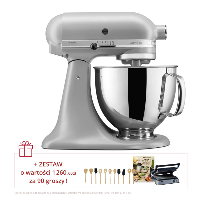 Zestaw Mikser Artisan 5/125 4,8l szary mat + akcesoria