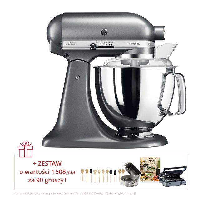 Zestaw Mikser planetarny Artisan 5/175 srebrzystopopielaty + akcesoria