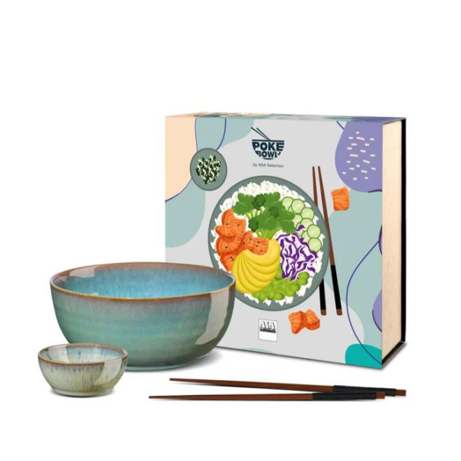Komplet 2 miseczek Poke Bowls Tamari + pałeczki