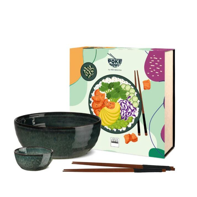 Komplet 2 miseczek Poke Bowls Ocean + pałeczki