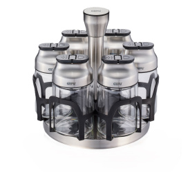 Komplet 6 pojemników Kippo 120ml na stojaku obrotowym 