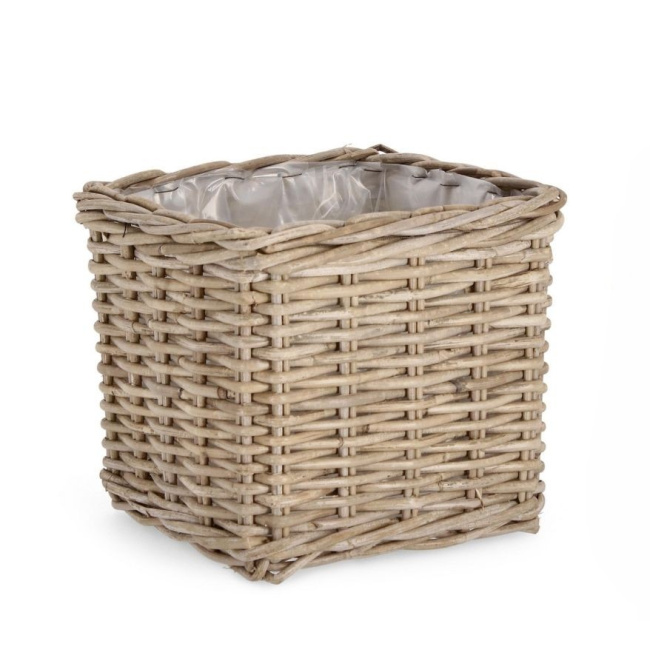 Kosz 26x26x24cm rattanowy kubu szary