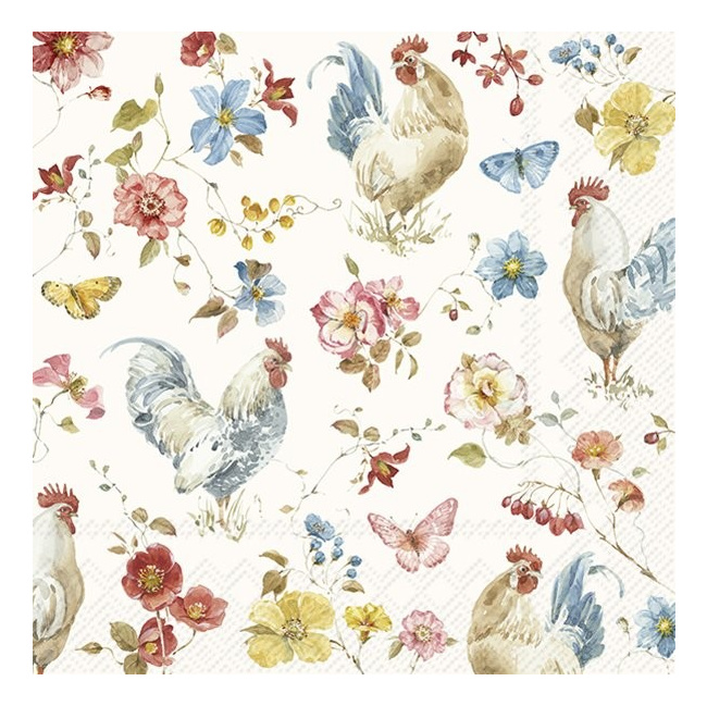 Serwetki 25x25cm Country Rooster Cream 20szt.