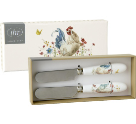 Komplet 2 nożyków Country Rooster Cream 12cm do masła