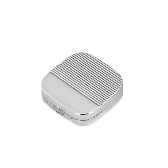 Pudelko na tabletki 6x6x1,7cm chromowane