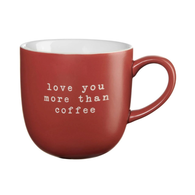 Kubek Hey! 350ml Love You More Than Coffee czerwony