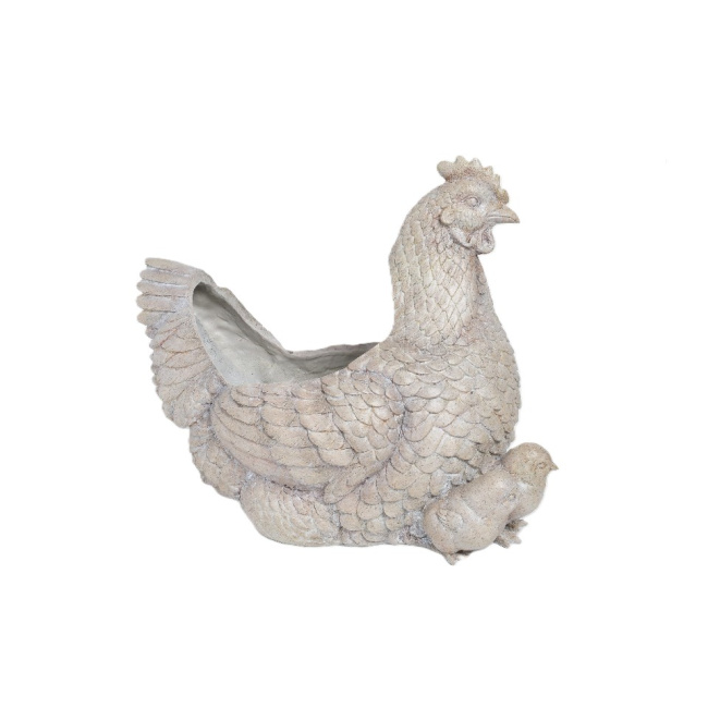 Donica w kształcie kury 38x45,5x29,5cm szara