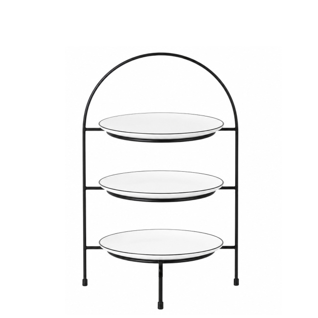 Zestaw etażerka a'Table Ligne III-poziomowa czarna + 3 talerze a'Table Ligne 21cm