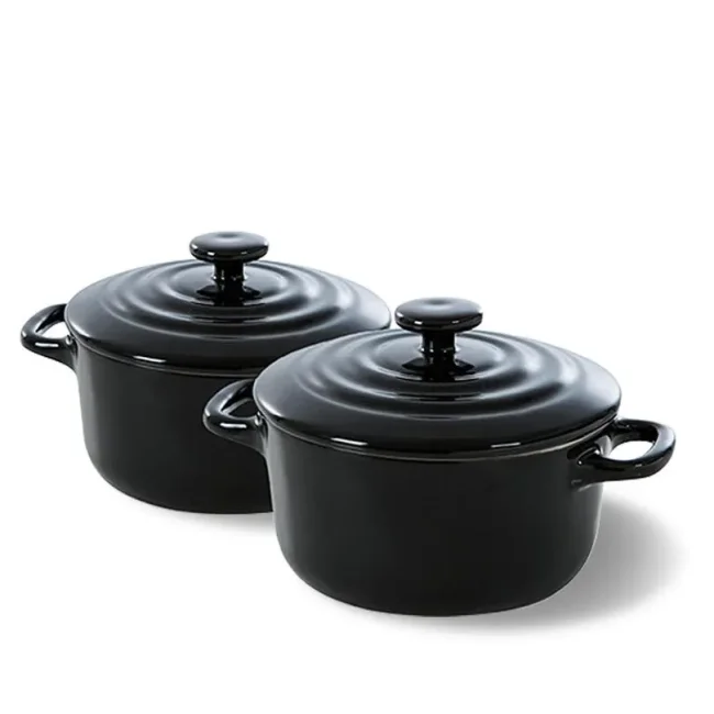 Komplet 2 garnki Bourgogne Mini Cocotte 10cm Jet Black