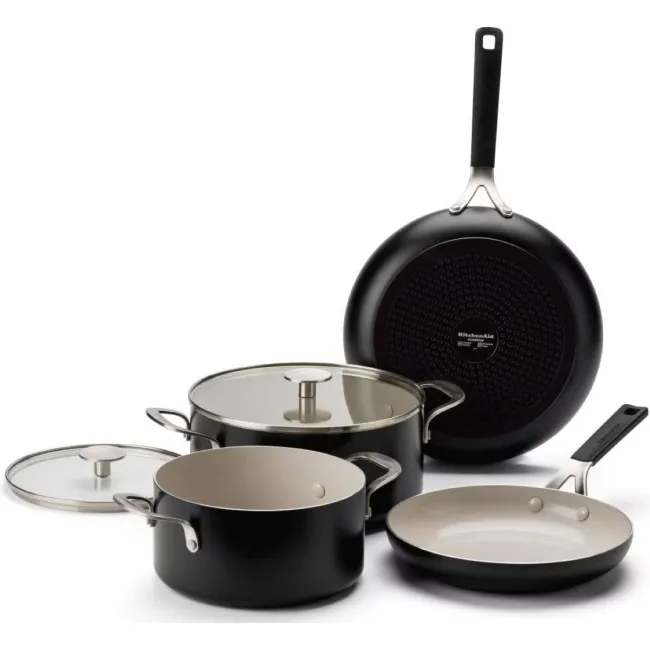 Komplet garnków i patelni Aluminium Coloured - 6 elementów Matte Black