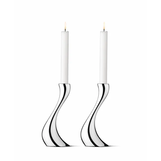 Komplet 2 świeczników Cobra 20cm stal polerowana