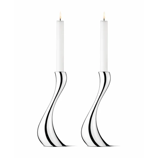 Komplet 2 świeczników Cobra 24cm stal polerowana