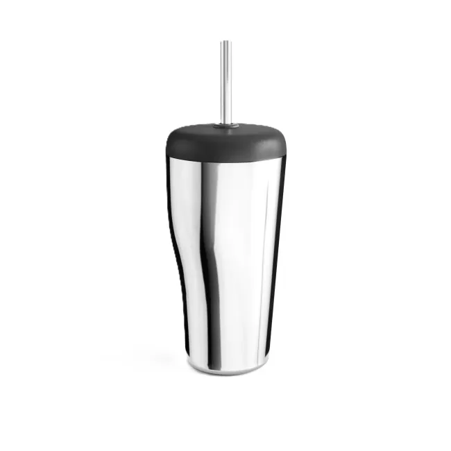 Kubek termiczny ze słomką 400ml Sky stal polerowana