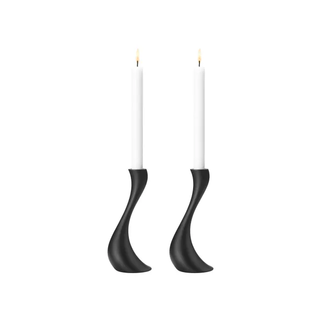 Komplet 2 świeczników 16cm Cobra Black Matte
