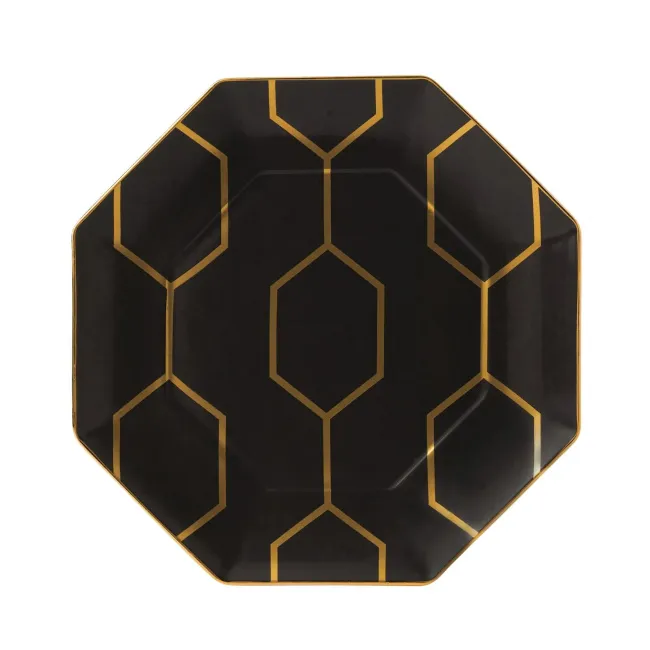 Talerz Gio Gold 23cm ośmiokątny czarny