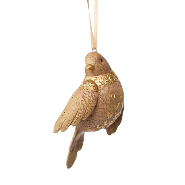  Zawieszka ptaszek 3,3x4cm złoto-jasnobrązowy