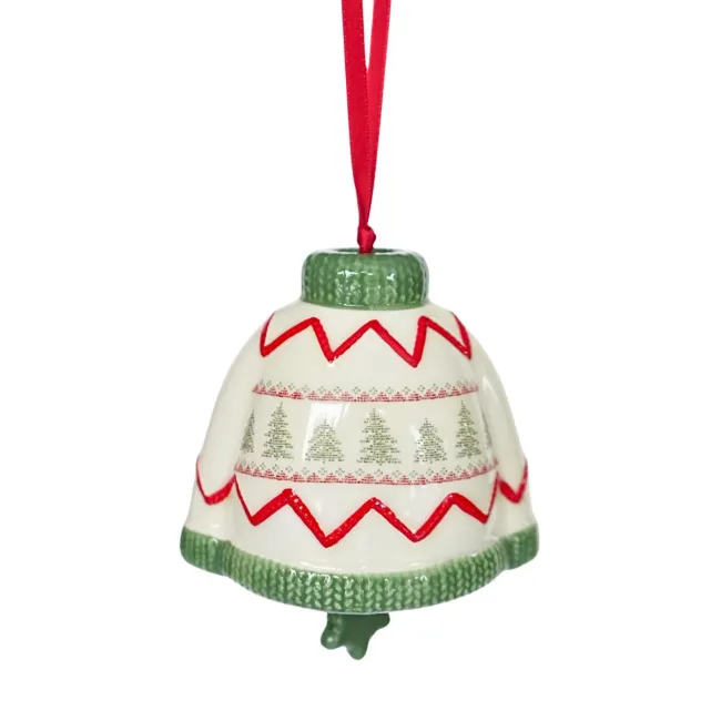  Zawieszka dzwonek w kształcie swetra 10,7x9,5cm green-white