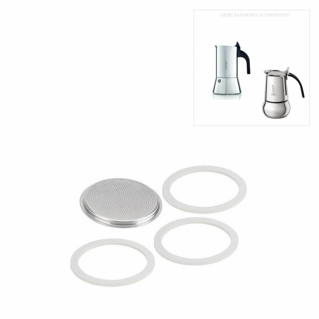 Kitty/Musa/Venus 10-Cup Stainless Steel Espresso Maker Seal Set - 4 Pieces - 1