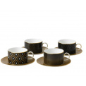 Gio Gold Tea Cup Set with Saucers 220ml - 4 Pieces - 1