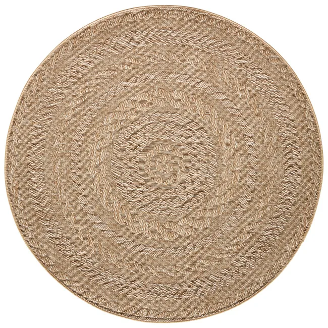 Dywan Forest 200cm Almendro Beige Brown okrągły do wnętrz i na zewnątrz