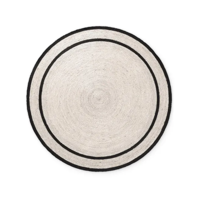 Dywan Jute Braided 200cm Lina Natural Ivory Black okrągły 100% juta