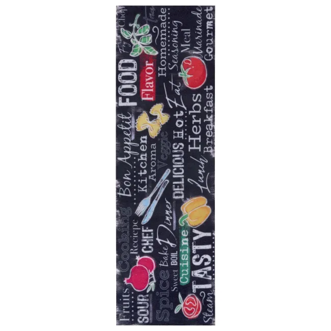 Dywan kuchenny Cook&Clean 50x150cm Delicious Kitchen Board Black Multicolored antypoślizgowy