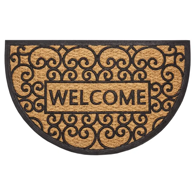 Wycieraczka Mix Mats 45x75cm Welcome Cocos Black półokrągła