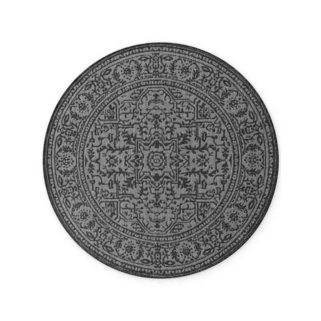 Dywan Duet 160cm Kona Black White dwustronny okrągły do wnętrz i na zewnątrz
