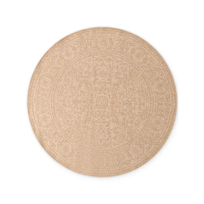 Dywan Duet 160cm Kona Jute White dwustronny okrągły do wnętrz i na zewnątrz