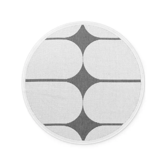 Dywan Duet 160cm Bowen Black White dwustronny okrągły do wnętrz i na zewnątrz