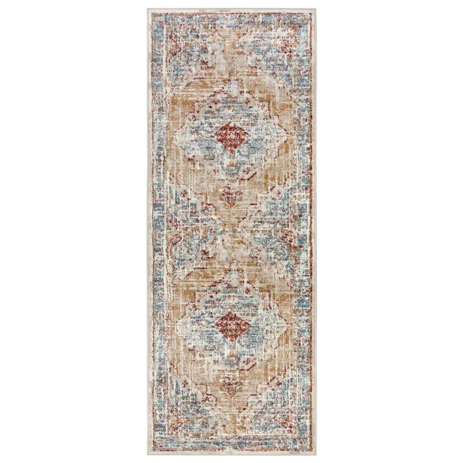 Dywan Luxor 80x240cm Strozzi Beige Blue Multicolor