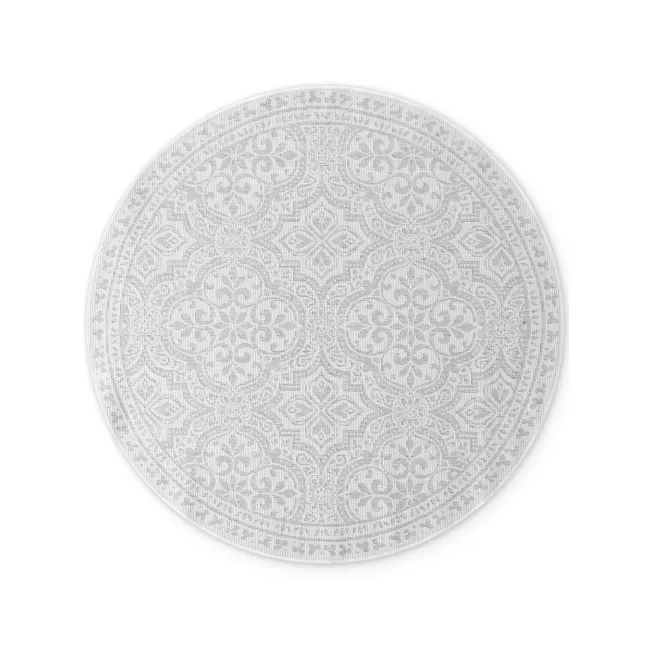 Dywan Duet 160cm Rosel White Grey dwustronny okrągły do wnętrz i na zewnątrz