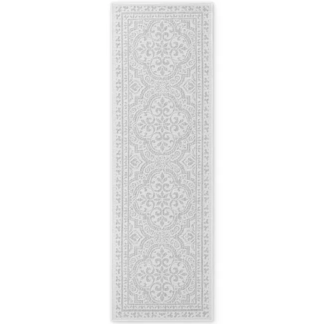 Dywan Duet 80x250cm Rosel White Grey dwustronny do wnętrz i na zewnątrz