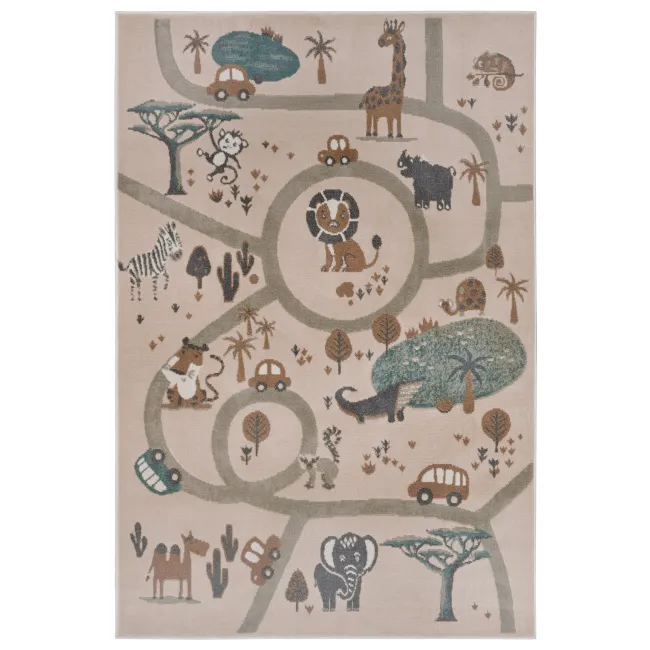 Dywan dziecięcy Adventures 120x170cm Animal Park Cream Brown Grey