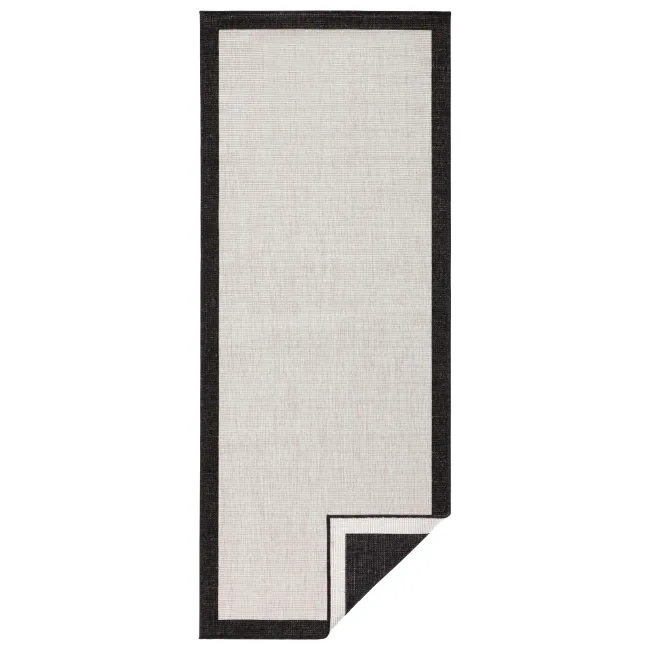 Dywan Twin 80x350cm Panama Black Cream dwustronny do wnętrz i na zewnątrz