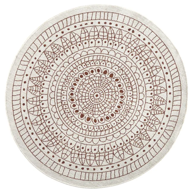 Dywan Twin 100cm Porto Terra Cream dwustronny okrągły do wnętrz i na zewnątrz