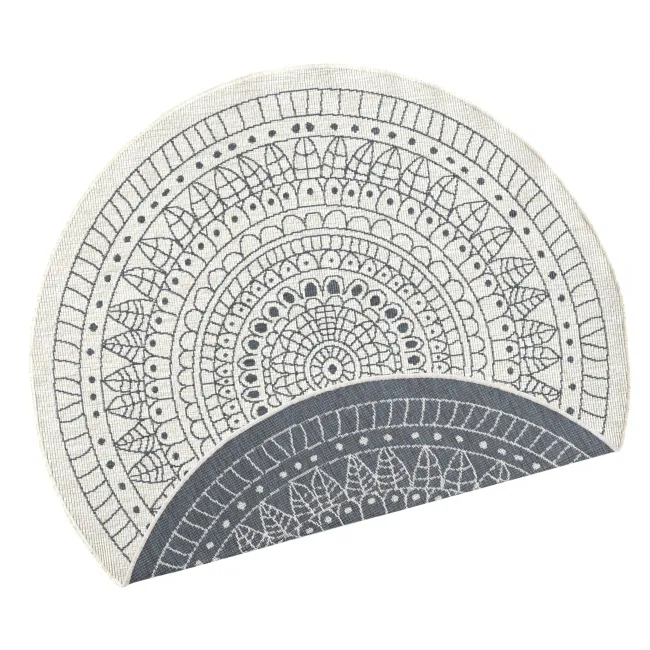 Dywan Twin 140cm Porto Grey Cream dwustronny okrągły do wnętrz i na zewnątrz