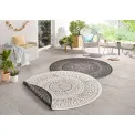 Dywan Twin 140cm Porto Black Cream dwustronny okrągły do wnętrz i na zewnątrz - 5