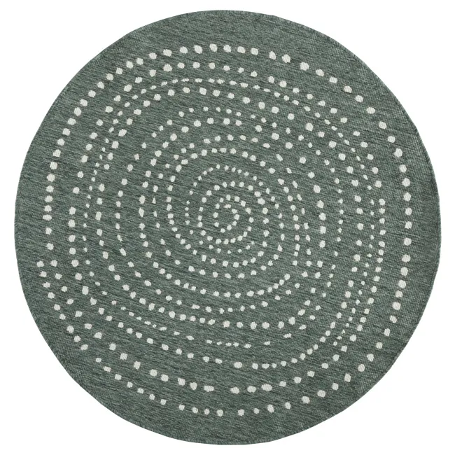 Dywan Twin 140cm Bali Green Cream okrągły do wnętrz i na zewnątrz