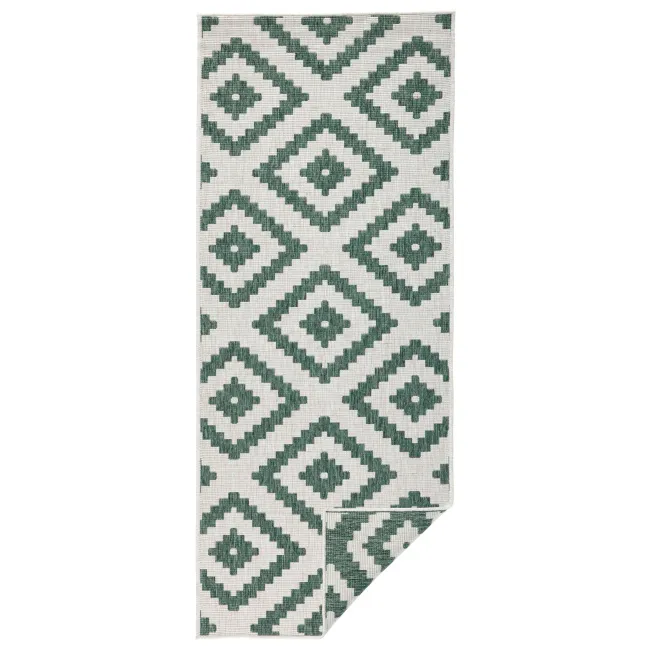 Dywan Twin 80x250cm Malta Green Cream dwustronny do wnętrz i na zewnątrz