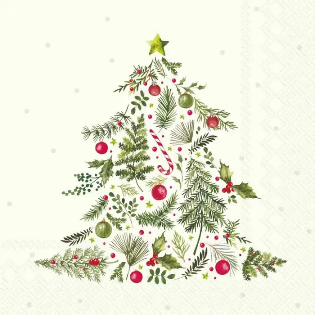 Serwetki 25x25cm Christmas Branches Tree Light Green 20szt.